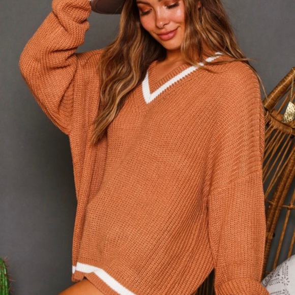 Rust Vneck Sweater - Picture 11 of 13